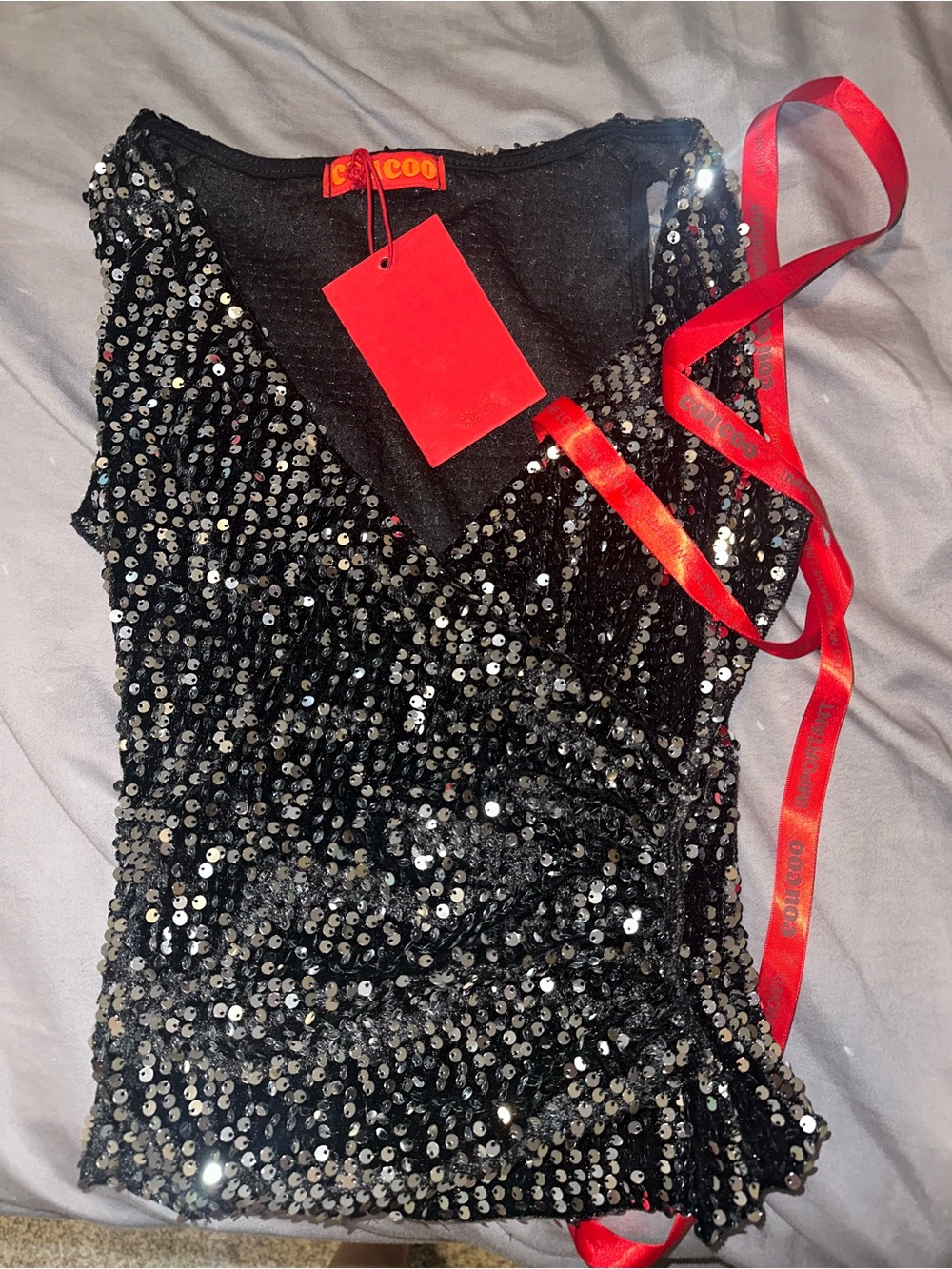 Coucoo Black Sequin top